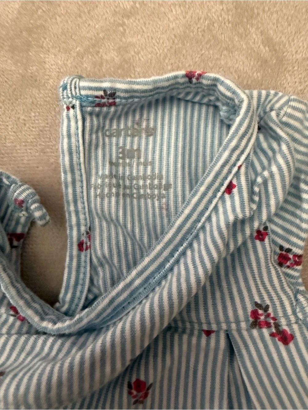 Carters Baby Girls Floral Striped Romper Blue White Red Size 3 Months